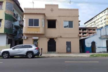 Street-level commercial frontage of investment building Barrio Norte Colón Panama