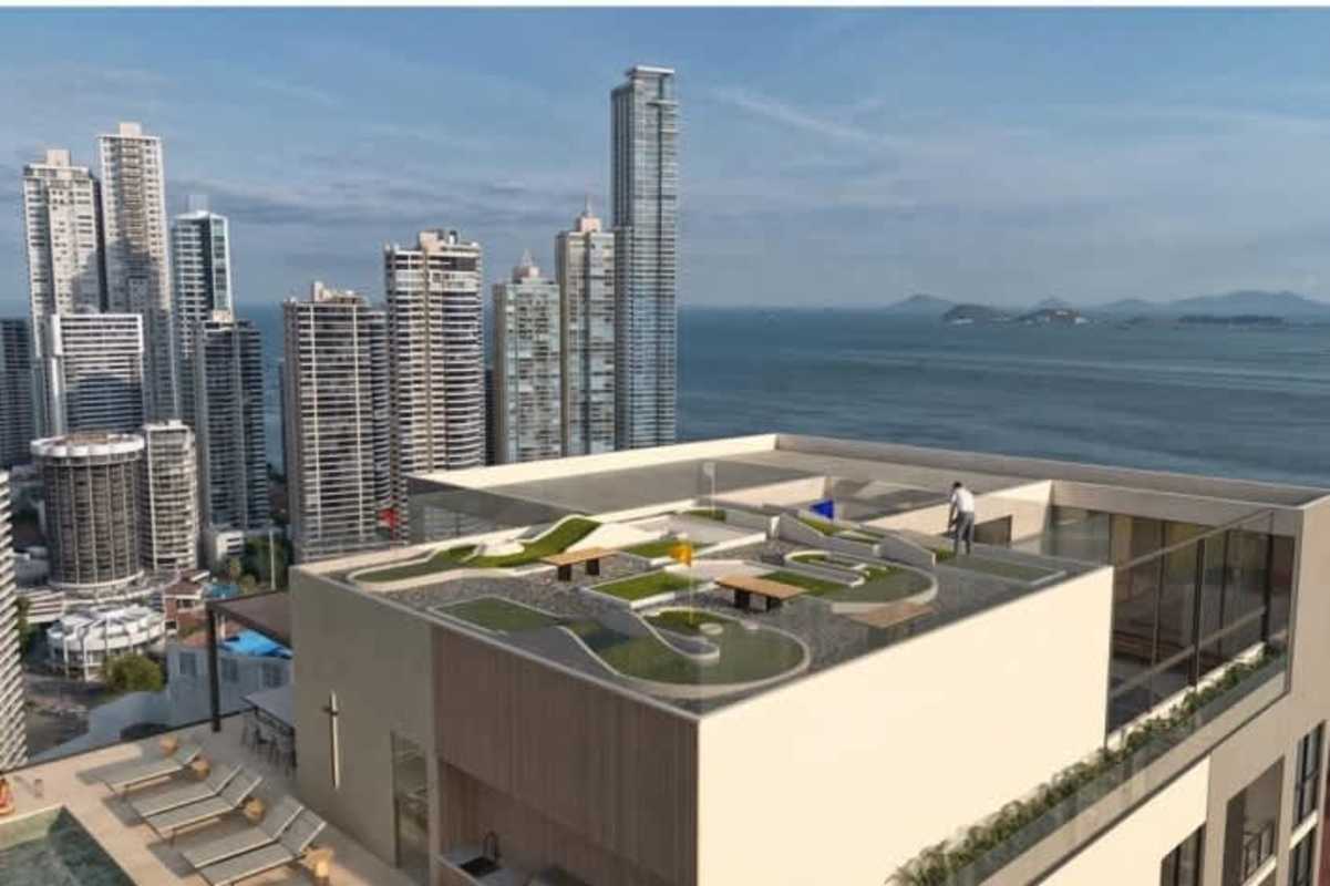 Contemporary reception lobby with modern design in PH Marina View Panama City