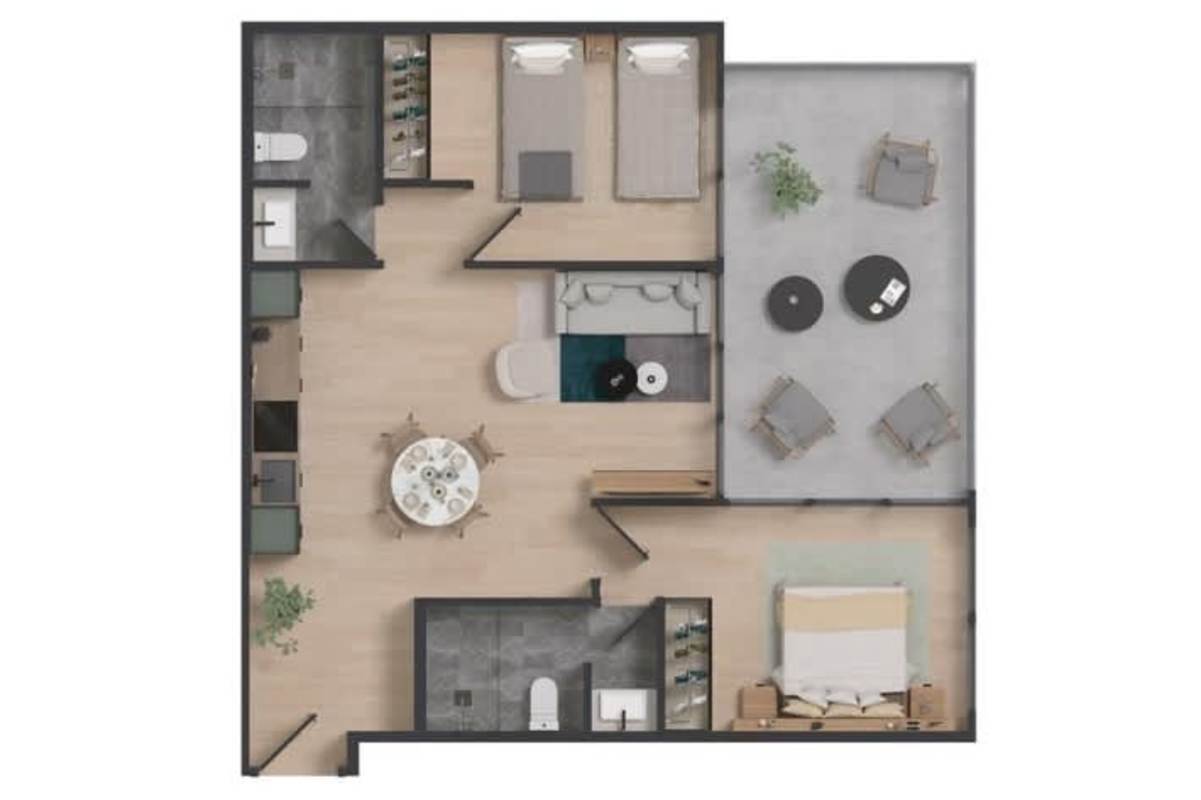 Modern bedroom with floor-to-ceiling windows city skyline Panama PH Marina View