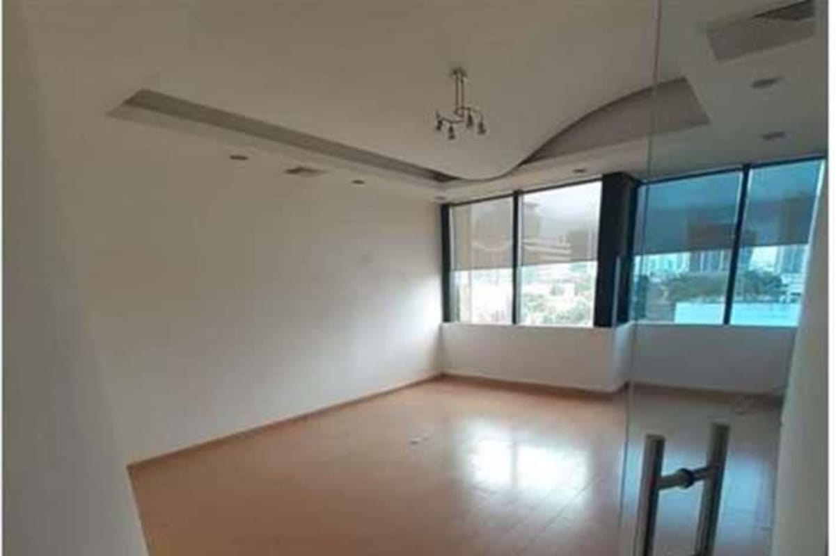 Open empty workspace with recessed lights Credicorp Bank Plaza Panama