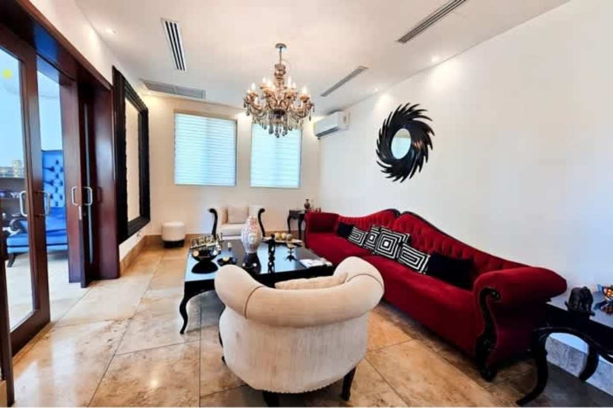 Spacious balcony overlooking golf course in Fairway Estates Santa María Panama