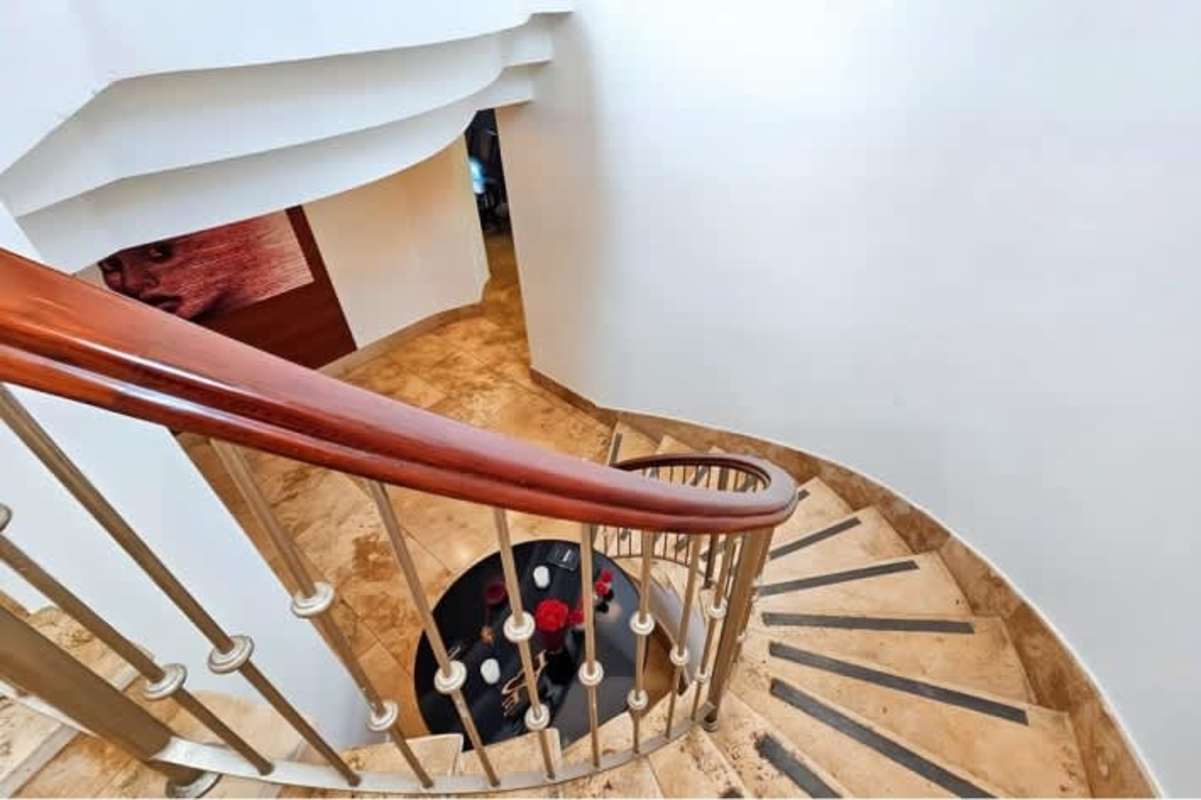 Spacious luxury master bedroom marble floors balcony Fairway Estates Santa María Panama