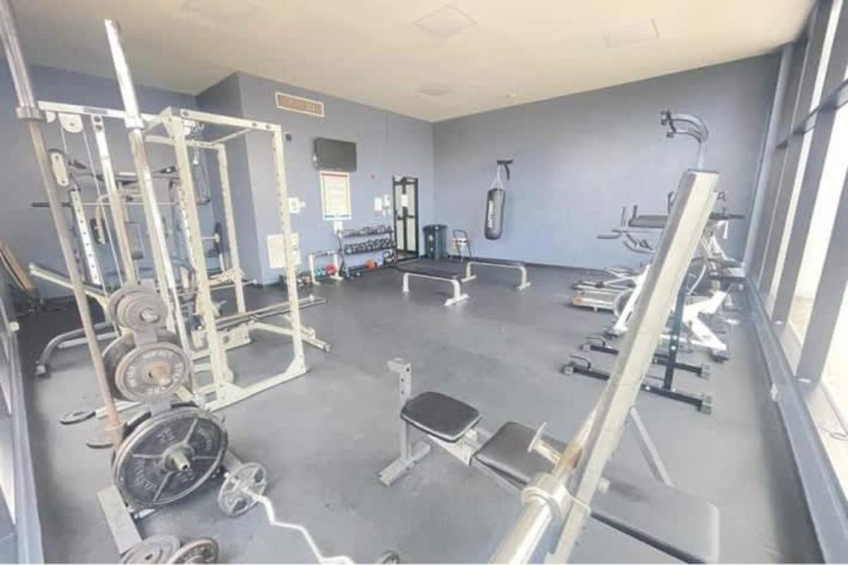 Gym with free weights, bike, windows PH San Francisco Tower Panama