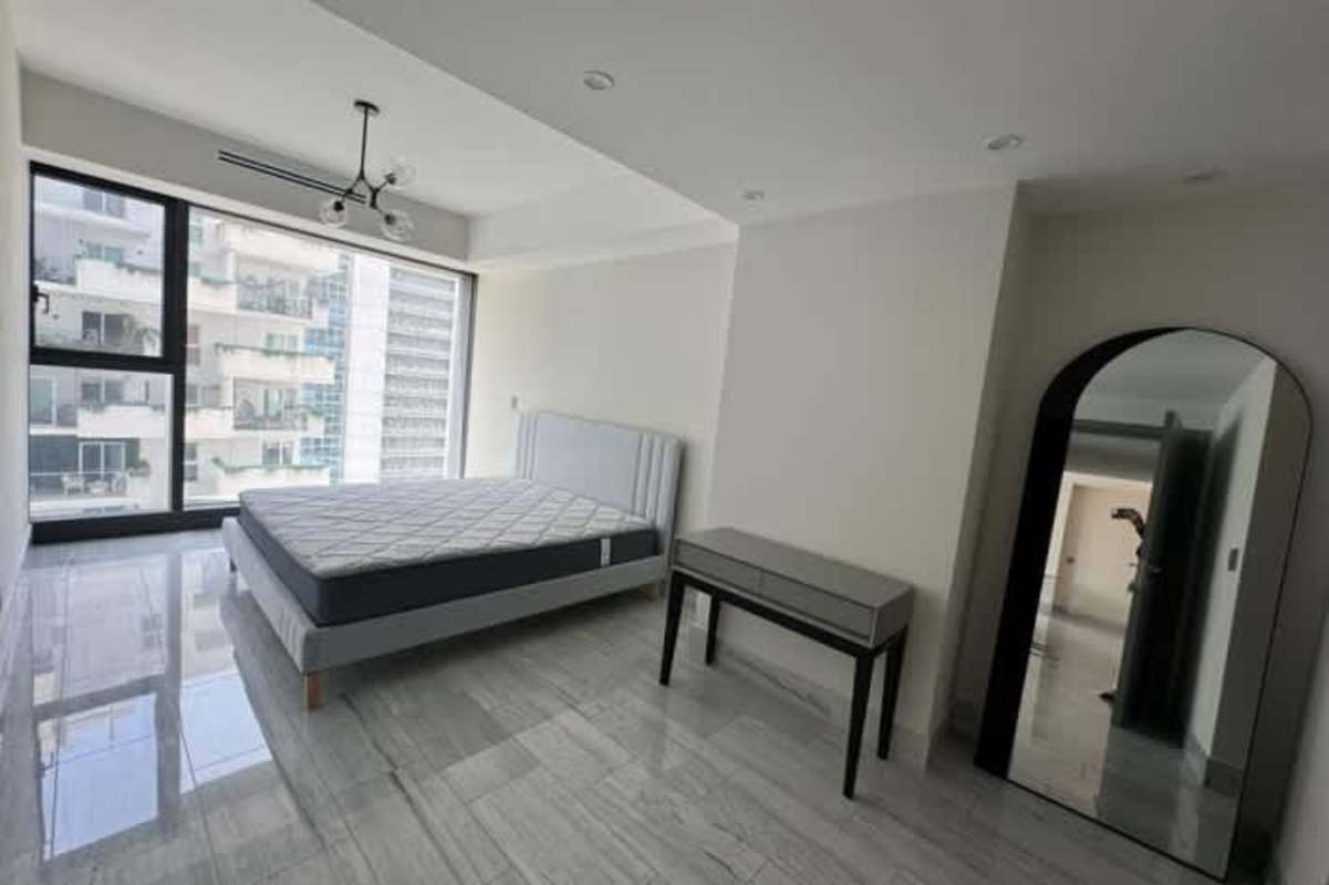 Modern marble master bathroom with rain shower and sleek fixtures in luxury PH BICSA Panama