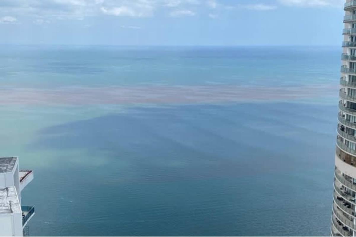 Breathtaking panoramic Pacific ocean view from the balcony in Pacific Village high tower Panama City Panama