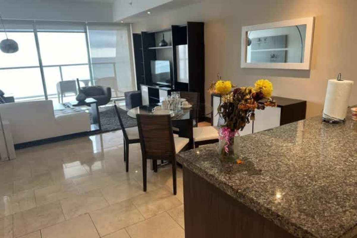 Spacious master bedroom with ocean views at Trump Ocean Club Punta Pacifica Panama