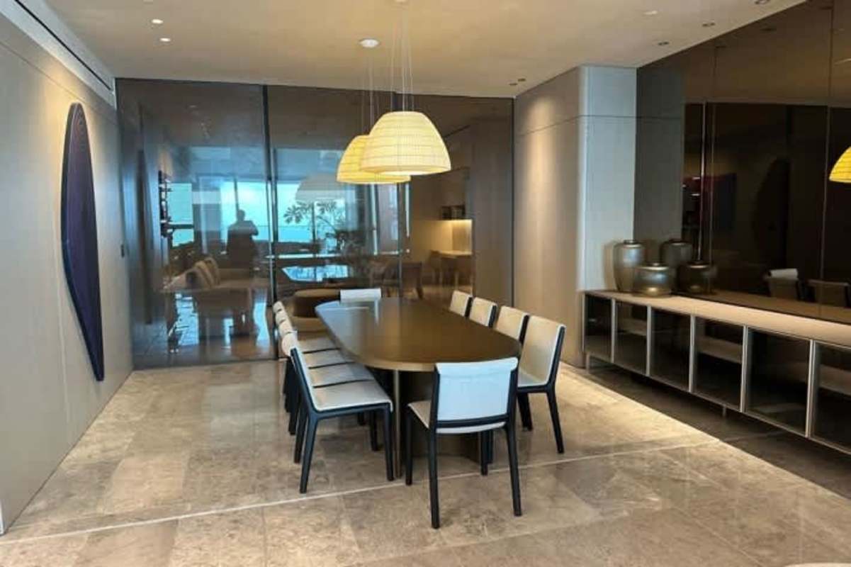 Modern chef's kitchen with luxury finishes at PH Sea Point Punta Paitilla Panama