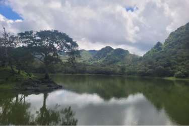 Scenic lakeside with mountain backdrop ideal for eco-hotel or farm investment Panama.