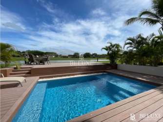 Bright spacious living dining area fully furnished with terrace access in beachfront villa Panama