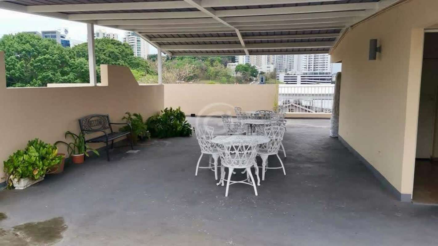 Sunny private terrace overlooking El Cangrejo skyline at PH Medici Panama