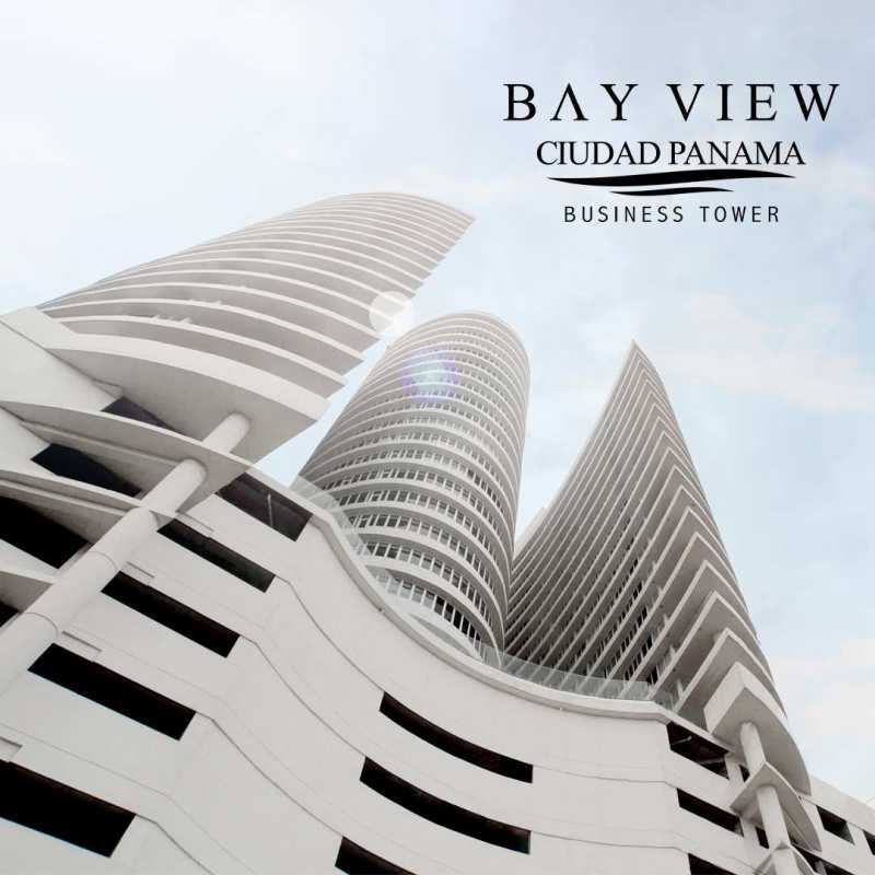 Twin tower business building Bay View with balconies and curved modern design Panama City