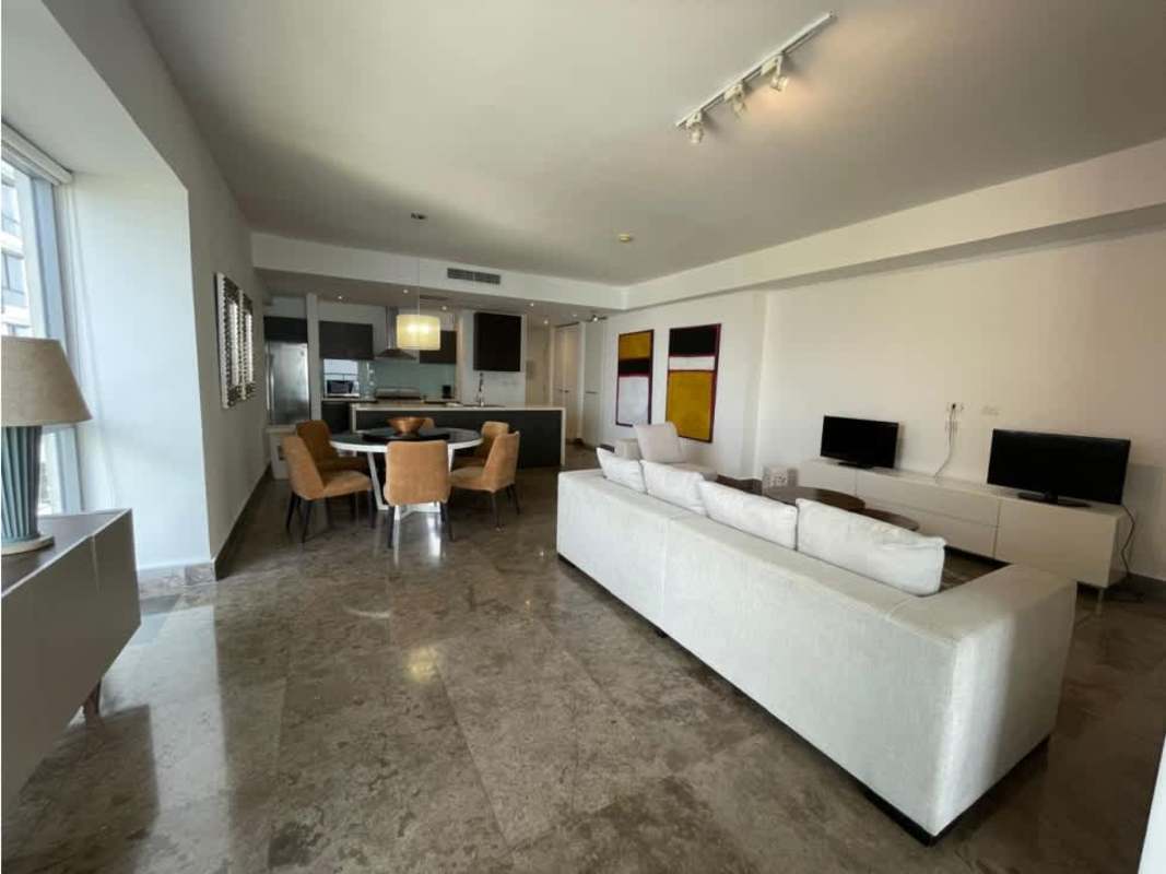 Stylish open living and dining with city view at Yoo Panama on Avenida Balboa