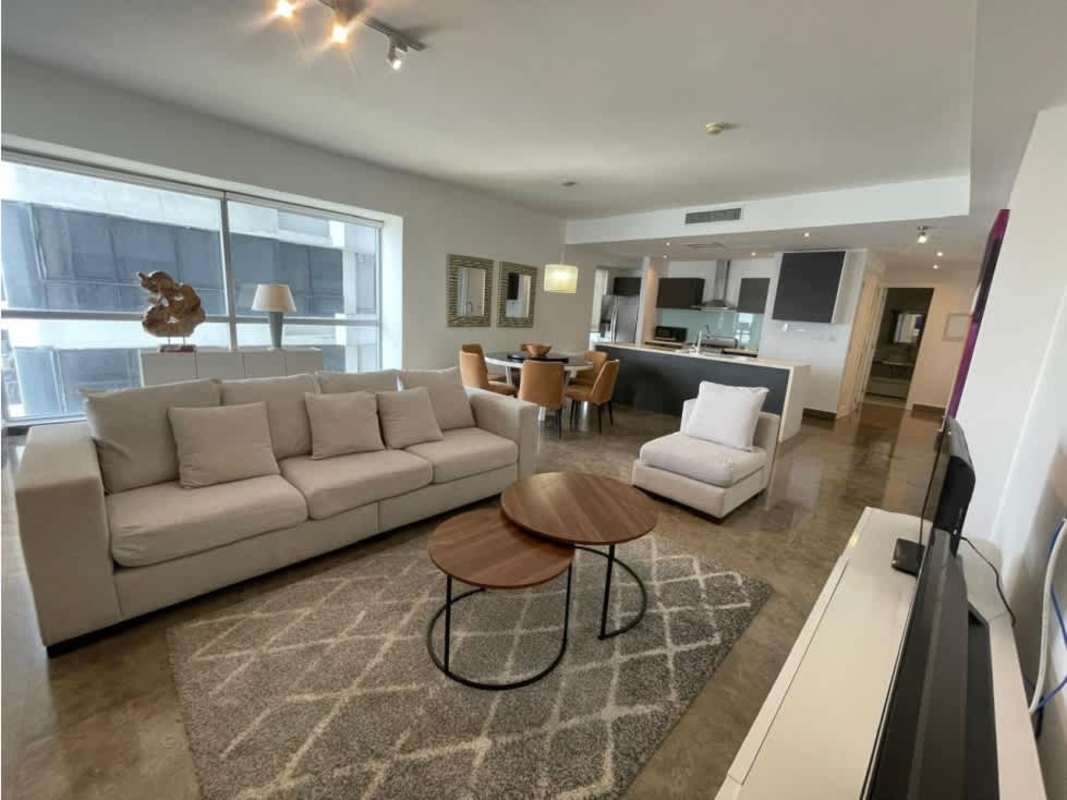 Modern open lounge and kitchen with panoramic windows PH Yoo Panama