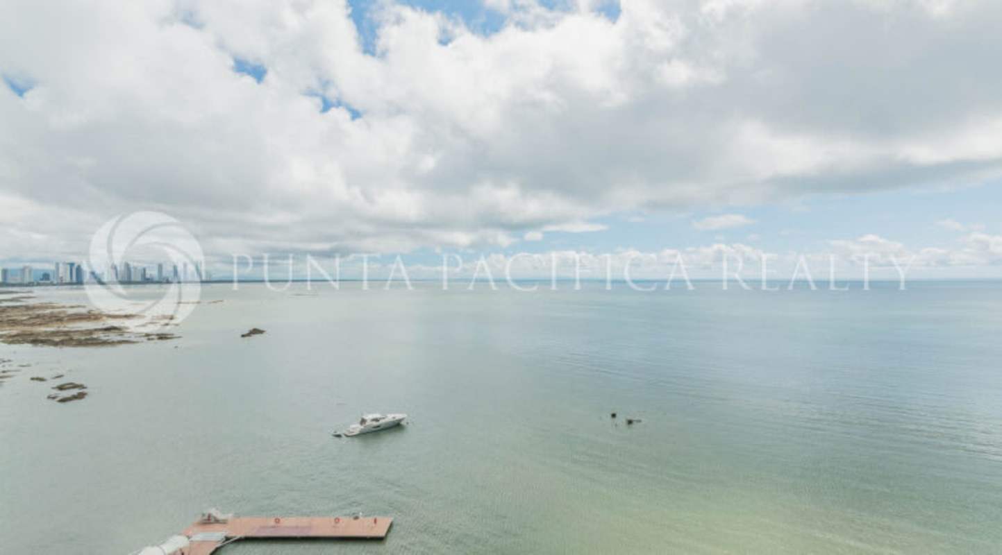 Granite kitchenette with appliances in furnished studio at The Ocean Club Punta Pacifica Panama