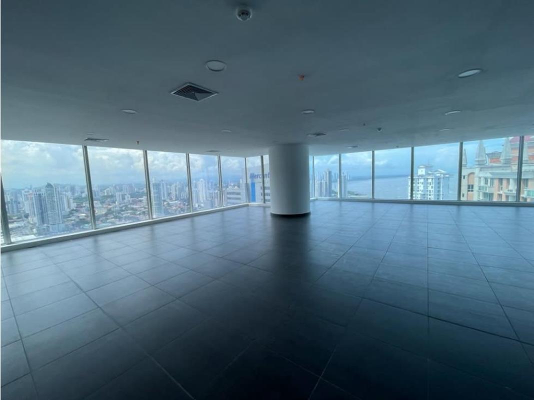 Spacious ocean-view office interior floor-to-ceiling glass windows Punta Pacifica