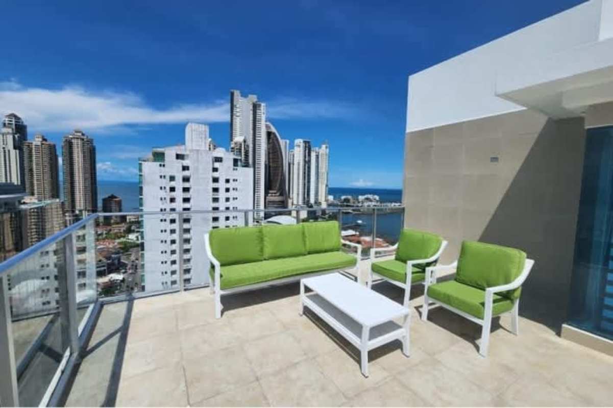 Spacious luxury living room with panoramic windows ocean view PH The Ocean Club Panama