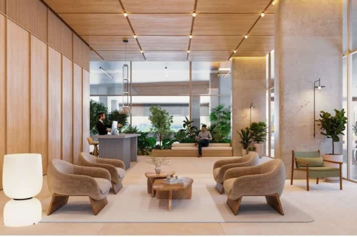 Contemporary lobby interior of PH Ipanema with wood accents and natural light Panama City
