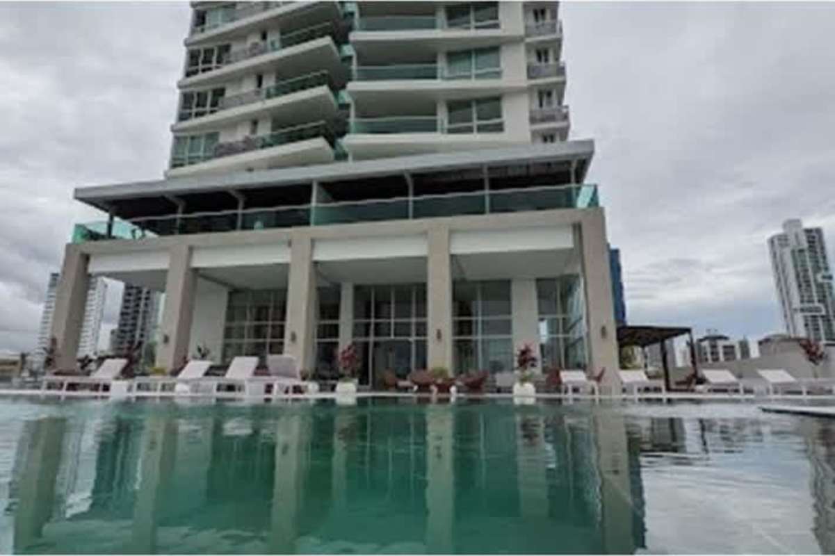 Rooftop infinity pool at Costanera Panama with panoramic bay and skyline views