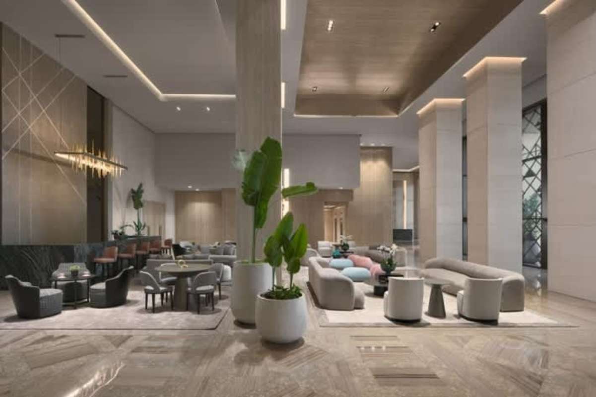 Luxury indoor pool lounge with plunge pool sauna mosaic water feature at The Towers Punta Paitilla