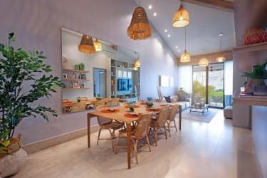 Contemporary kitchen open plan design luxury house Costa Esmeralda beachfront Panama