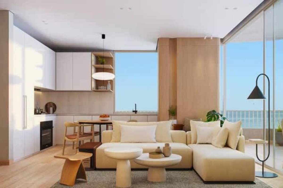 Open living room with modern design at luxury condo in Costa del Este Panama