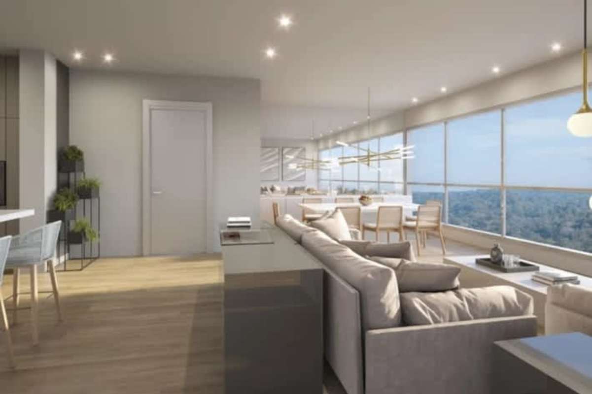 Elegant interior with marble table, sectional sofa, modern decor at Oceana Santa Maria