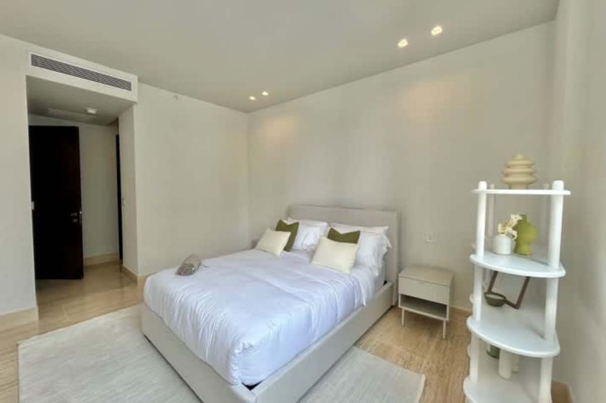 Bedroom with private bathroom modern design luxury condo Punta Paitilla Panama