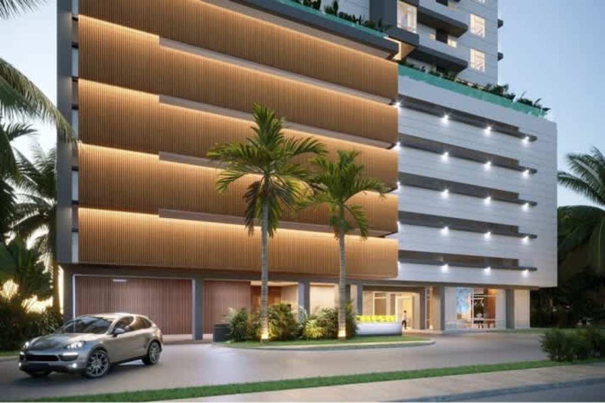 Modern kitchen quartz island luxury condo Santa María Panama