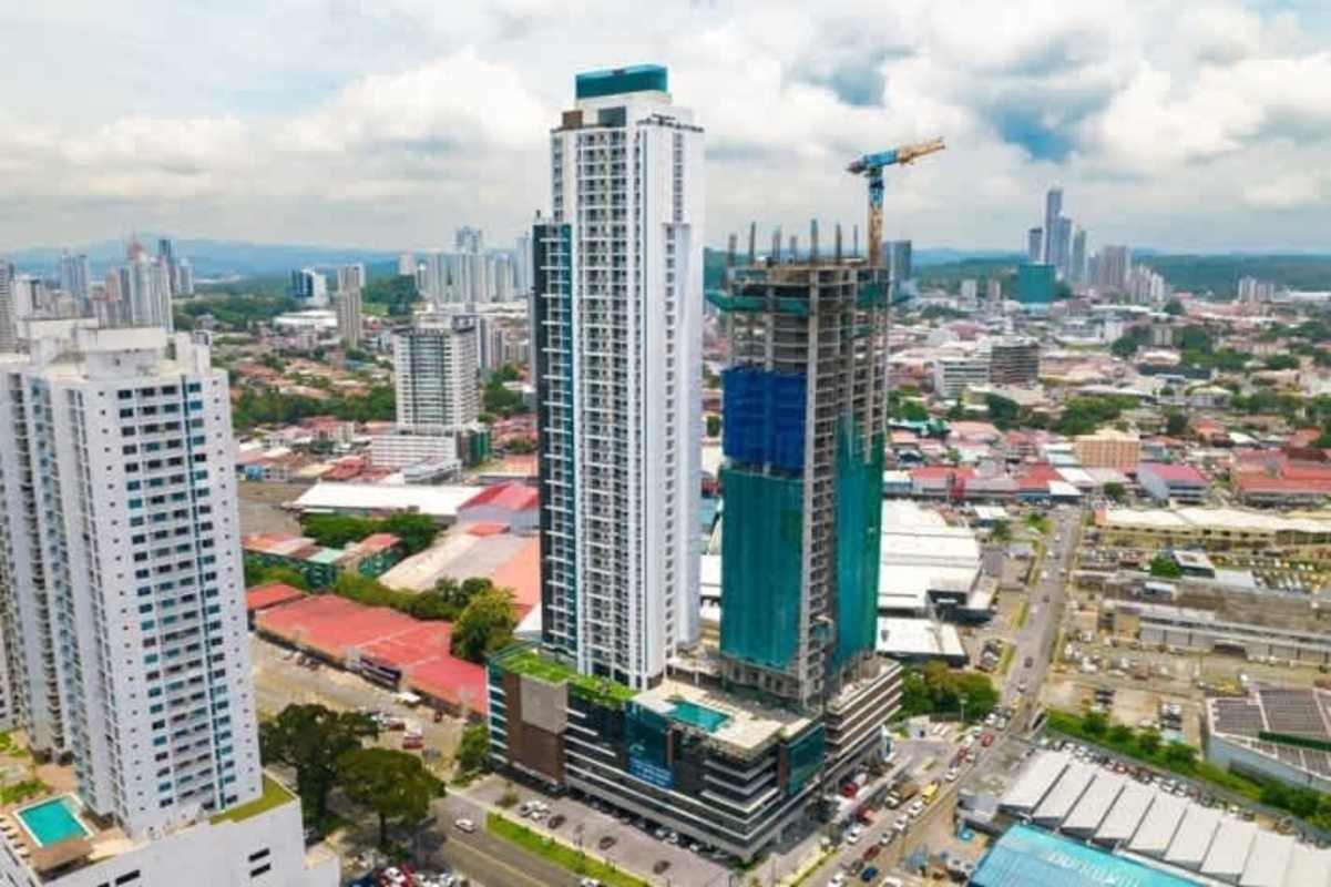 High-rise Park Square Panama with city skyline view from above