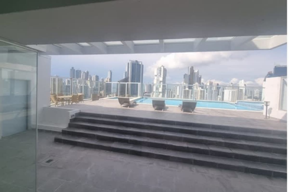 Modern tiled bathroom with granite top sink PH The One Tower Panama