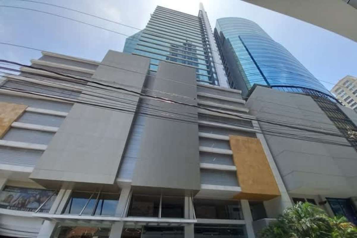 Modern skyscraper glass and concrete PH Atrium Tower Obarrio in Panama's downtown financial district