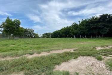 Open pasture land with dirt path and fenced boundary near Santa Clara Beach Panama