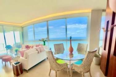 Private balcony with Pacific Ocean view glass railings at PH Riomar San Carlos Panama