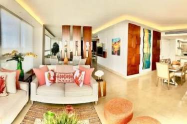 Spacious living and dining area with panoramic ocean views in PH Riomar San Carlos Panama