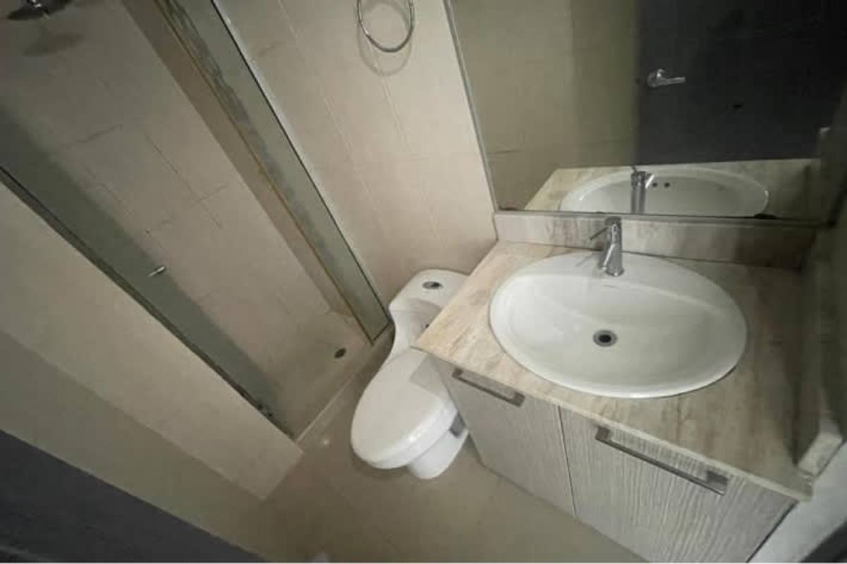 Bathroom with glass shower and modern vanity PH Condado Gardens Panama