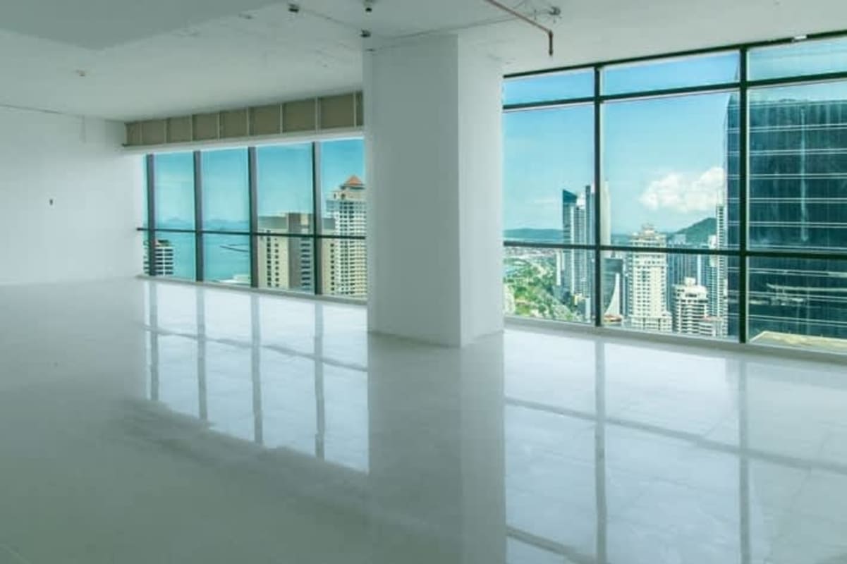 Minimalist design open workspace with panoramic skyline views PH BICSA Tower Panama