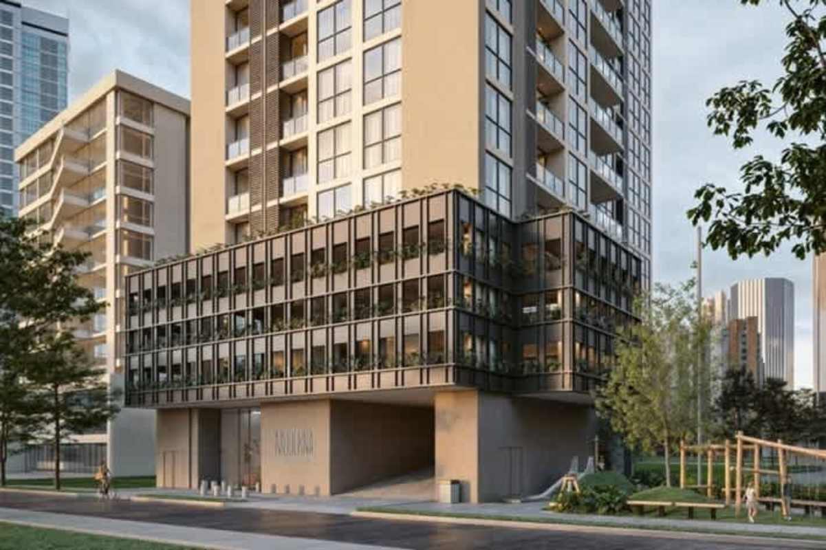 Contemporary high-rise luxury tower with balconies in Marbella Panama City