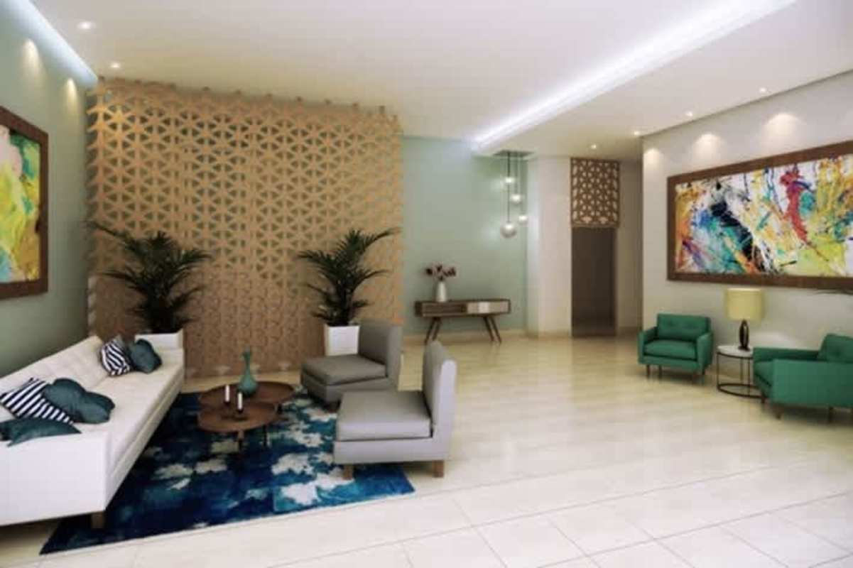 Modern open-plan living room with access to balcony city view at PH Bella Veduta Panama