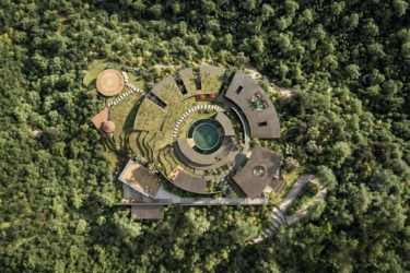 Circular eco-friendly estate with green roofs in dense forest Playa Venao Panama