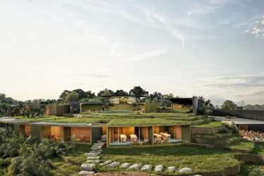Sustainable eco villas green roofs ocean views tropical architecture Playa Venao