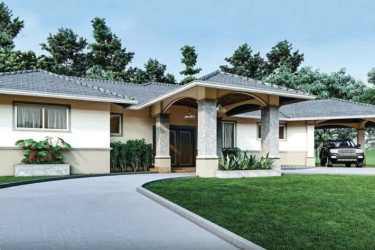 Aerial view of Boquete Canyon Village, a gated residential community with mountains in Chiriquí Panama