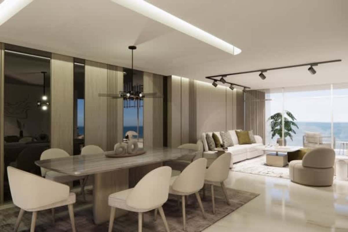 Infinity rooftop swimming pool with ocean and city skyline view at Allure Punta Pacifica Panama City