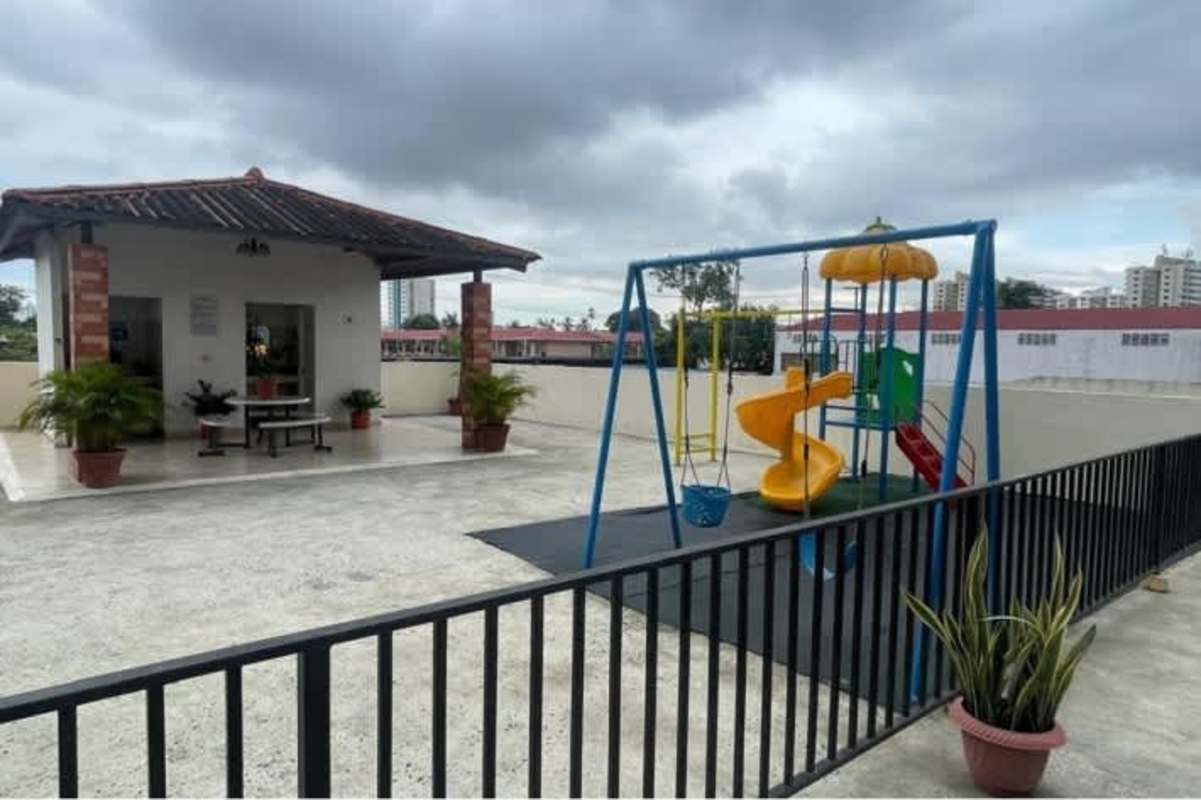 Children's play area and recreational pavilion at PH Parque Lefevre Panama City