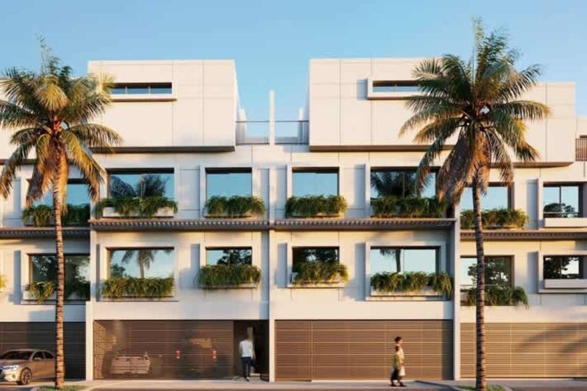 Modern 3-story villa with balconies lush gardens contemporary design Ocean Reef Islands Panama