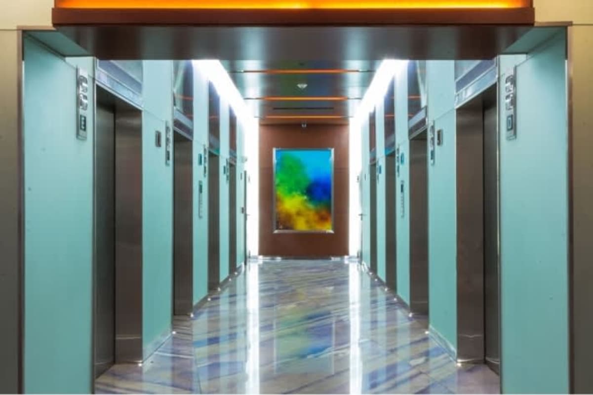 Furnished office space with large windows and panoramic Panama skyline views Tower Financial Center