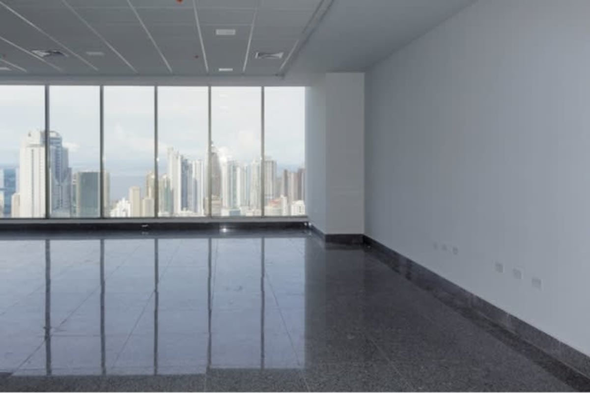 Spacious open office space empty modern design BICSA Tower in Panama City