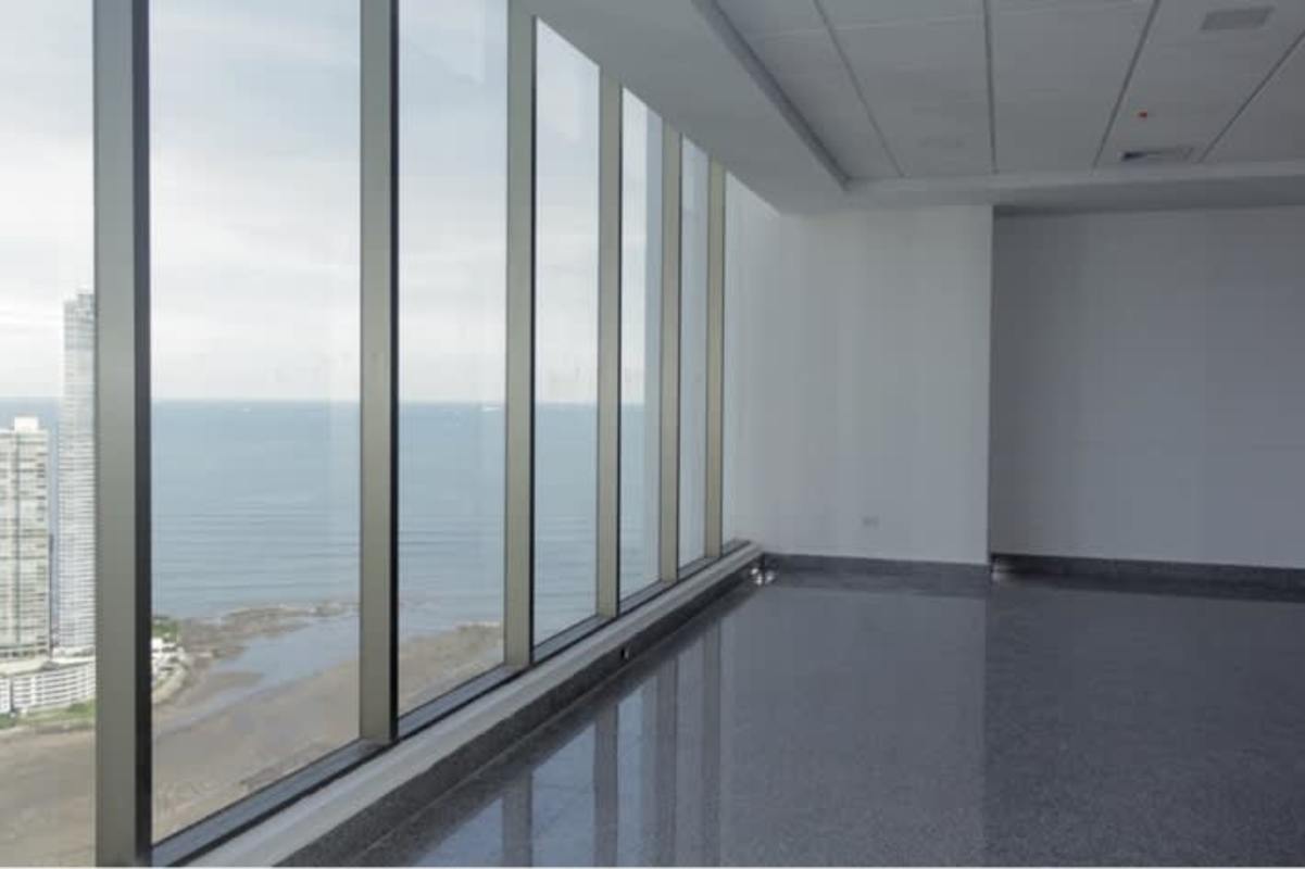 Glass facade office with ocean views BICSA Tower Panama City commercial rental