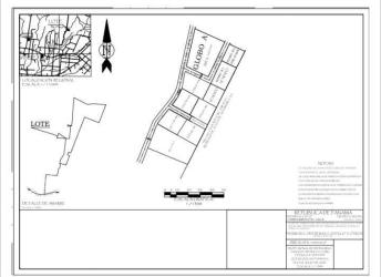 Architectural subdivision site plan map showing land lots in Valle de Antón Panama