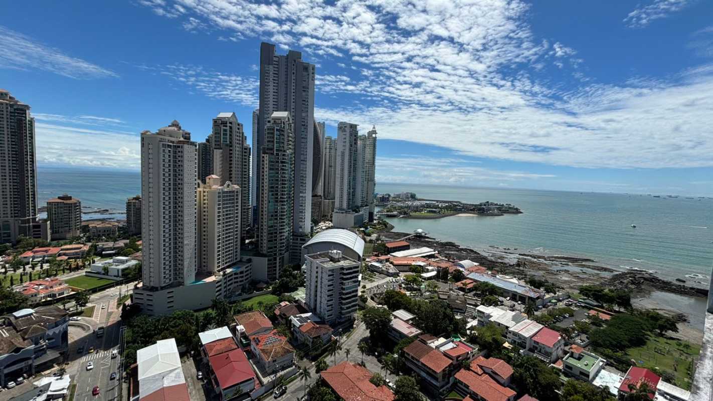 Modern ocean view balcony in high-rise condo PH Ocean Sky Punta Pacifica Panama