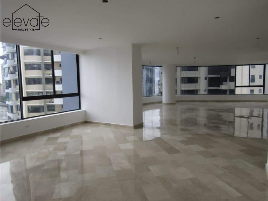 Modern kitchen with island, black granite, frosted windows PH Bayside Panama
